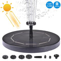 Black solar-powered floating garden fountain with multiple nozzles for birdbaths and small ponds