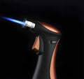 Windproof torch lighter black with refillable butane jet flame