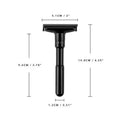 Manual old-fashioned razor with stainless steel blade and zinc alloy handle in black finish on a neutral background