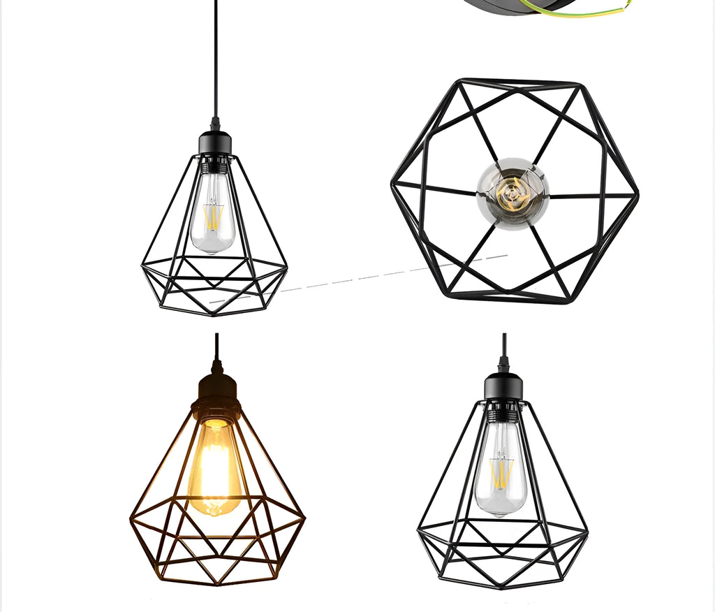 Black iron Nordic retro chandelier with 21x26x26cm retractable dimensions for living room ceiling