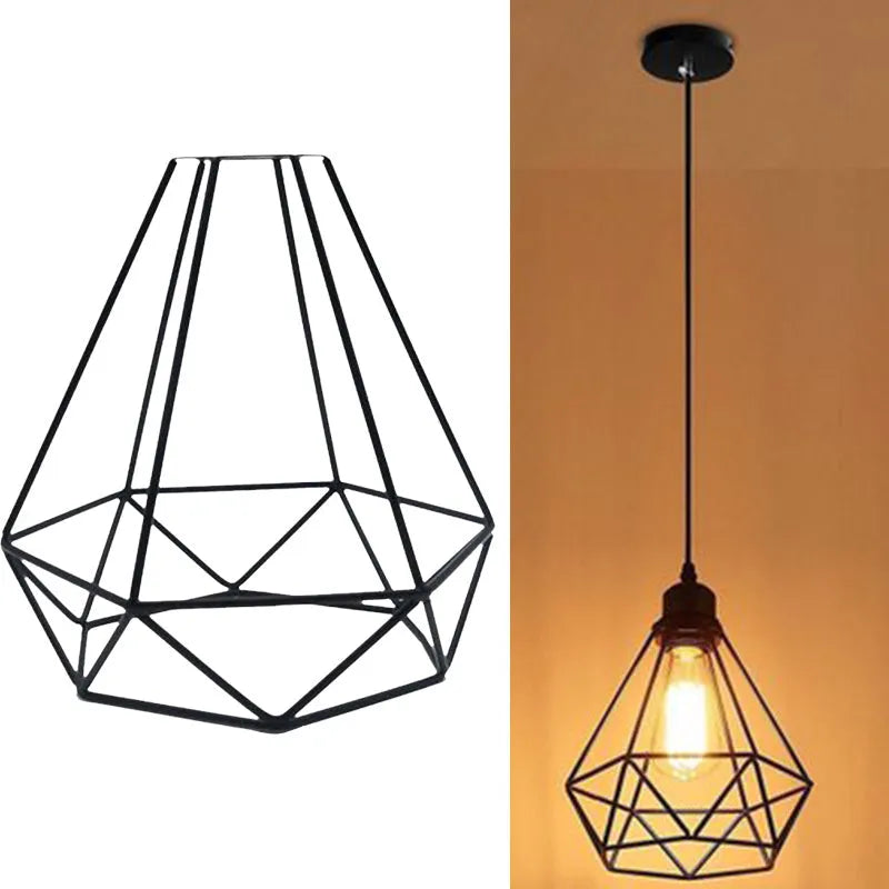 Black iron Nordic retro chandelier with 21x26x26cm retractable dimensions for living room ceiling