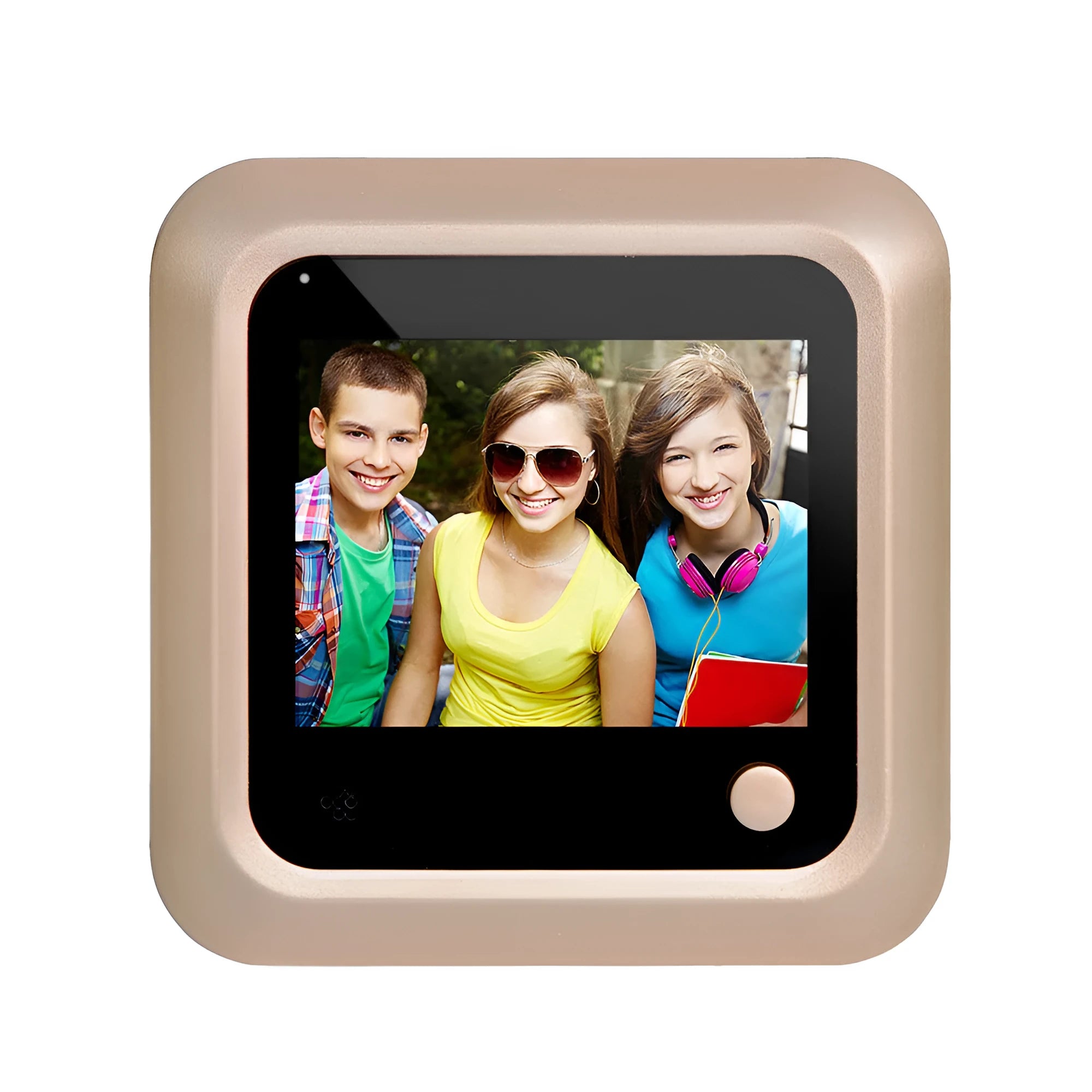 Khaki hidden smart electronic peephole wired anti-theft door mirror video doorbell 80x80x20mm