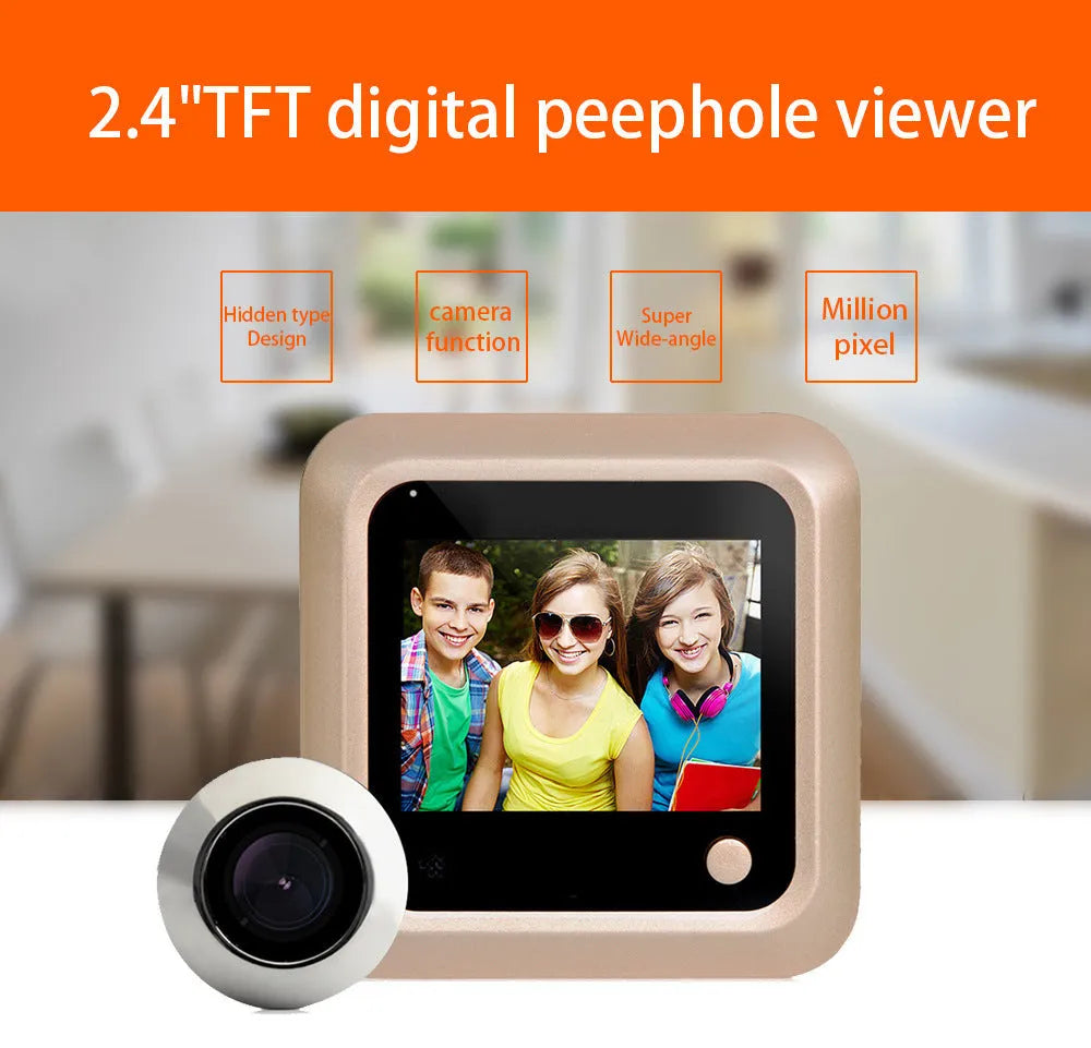 Khaki hidden smart electronic peephole wired anti-theft door mirror video doorbell 80x80x20mm