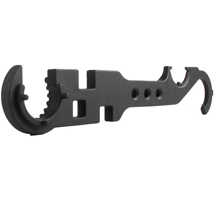 Black all-steel combination wrench for AR15 and M4 firearms on a plain background.