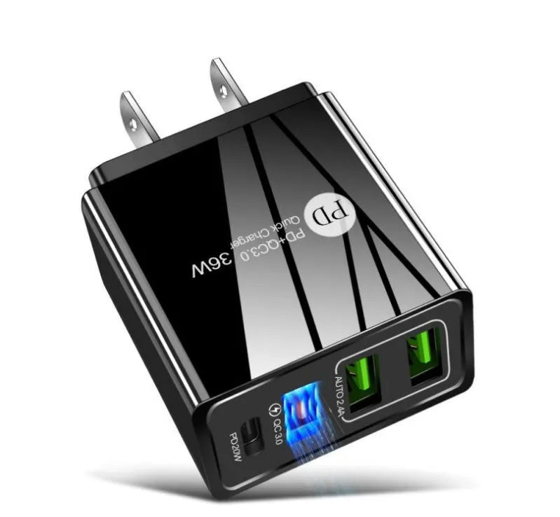 USB fast charge charger PD 4 port 20W black white colour options