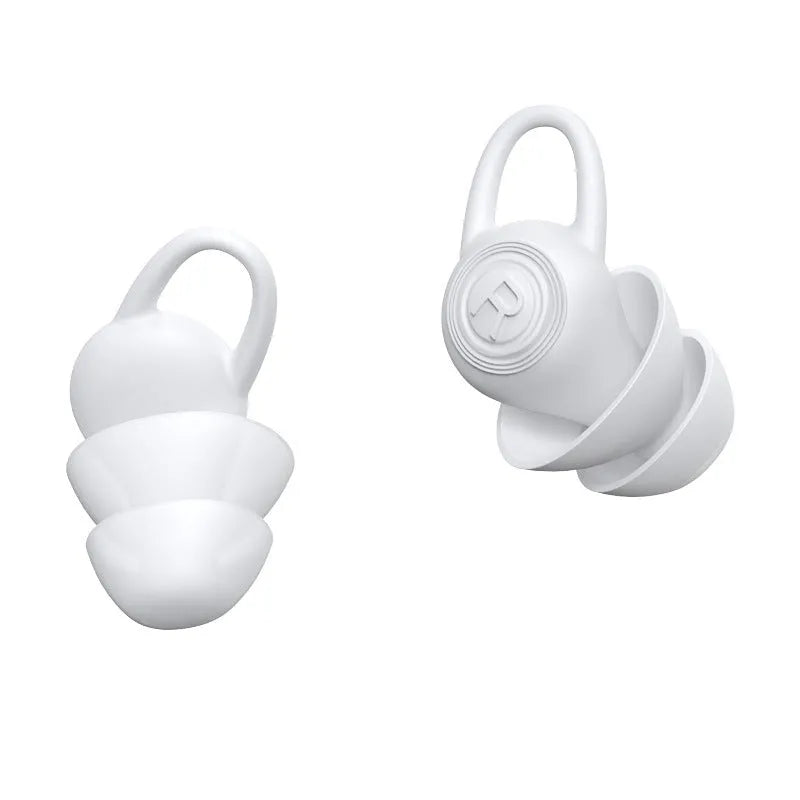 White soft silicone ear plugs for noise reduction with mouldable design