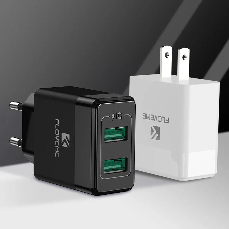 Travel charger European and American standard black USB power adapter