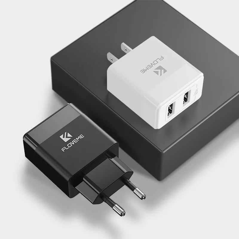 Travel charger European and American standard black USB power adapter