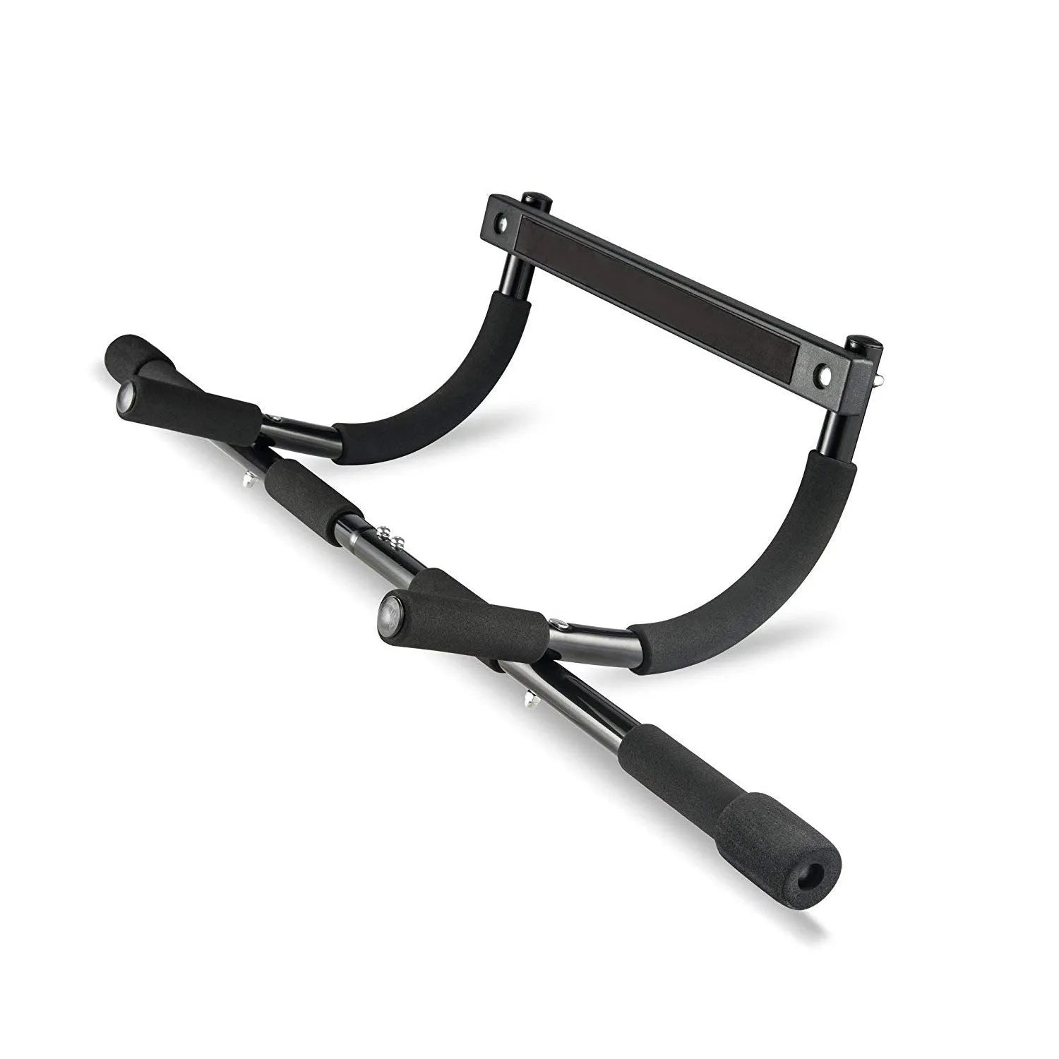 Black steel pipe indoor pull-up bar fitness equipment for home gym.