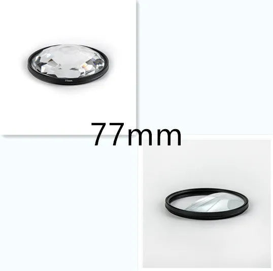 77mm rotatable half moon mirror split focus camera filter with cleaning cloth and storage pouch