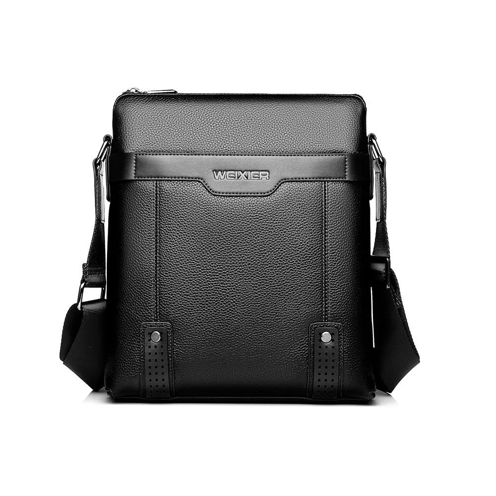 Men's medium shoulder bag in PU leather with square vertical shape and single strap