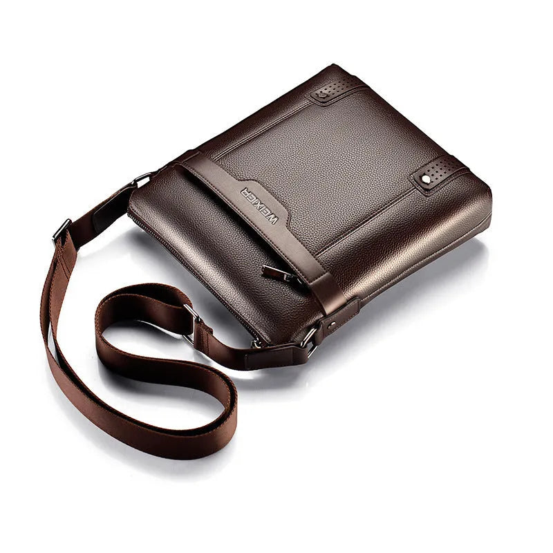 Men's medium shoulder bag in PU leather with square vertical shape and single strap