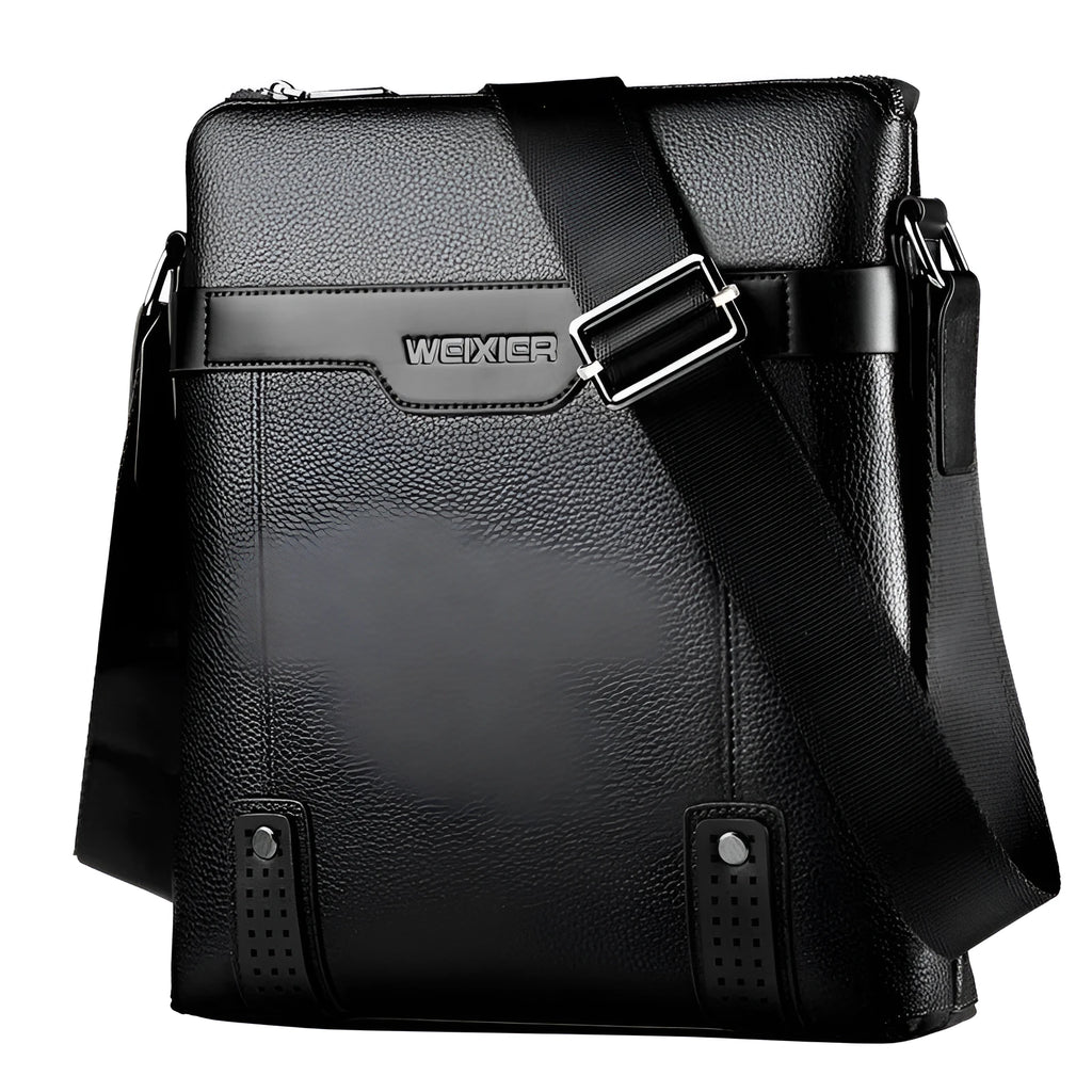 Men's medium shoulder bag in PU leather with square vertical shape and single strap