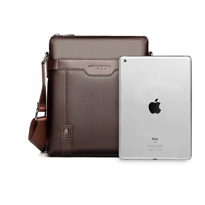 Men's medium shoulder bag in PU leather with square vertical shape and single strap