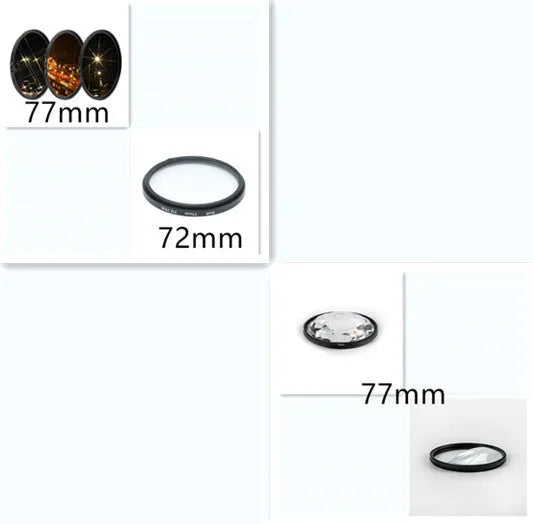 77mm rotatable half moon mirror split focus camera filter with cleaning cloth and storage pouch
