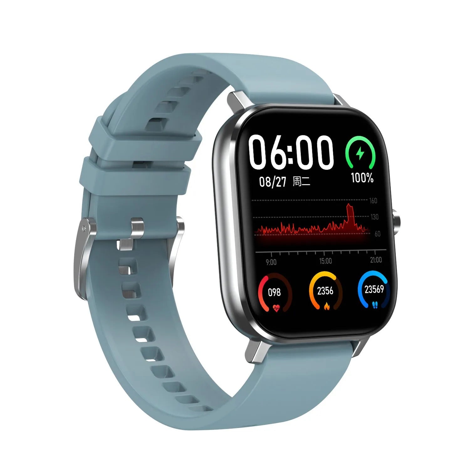 Smart bracelet with ECG and blood pressure monitoring on a wrist, showing its 1.54-inch screen.