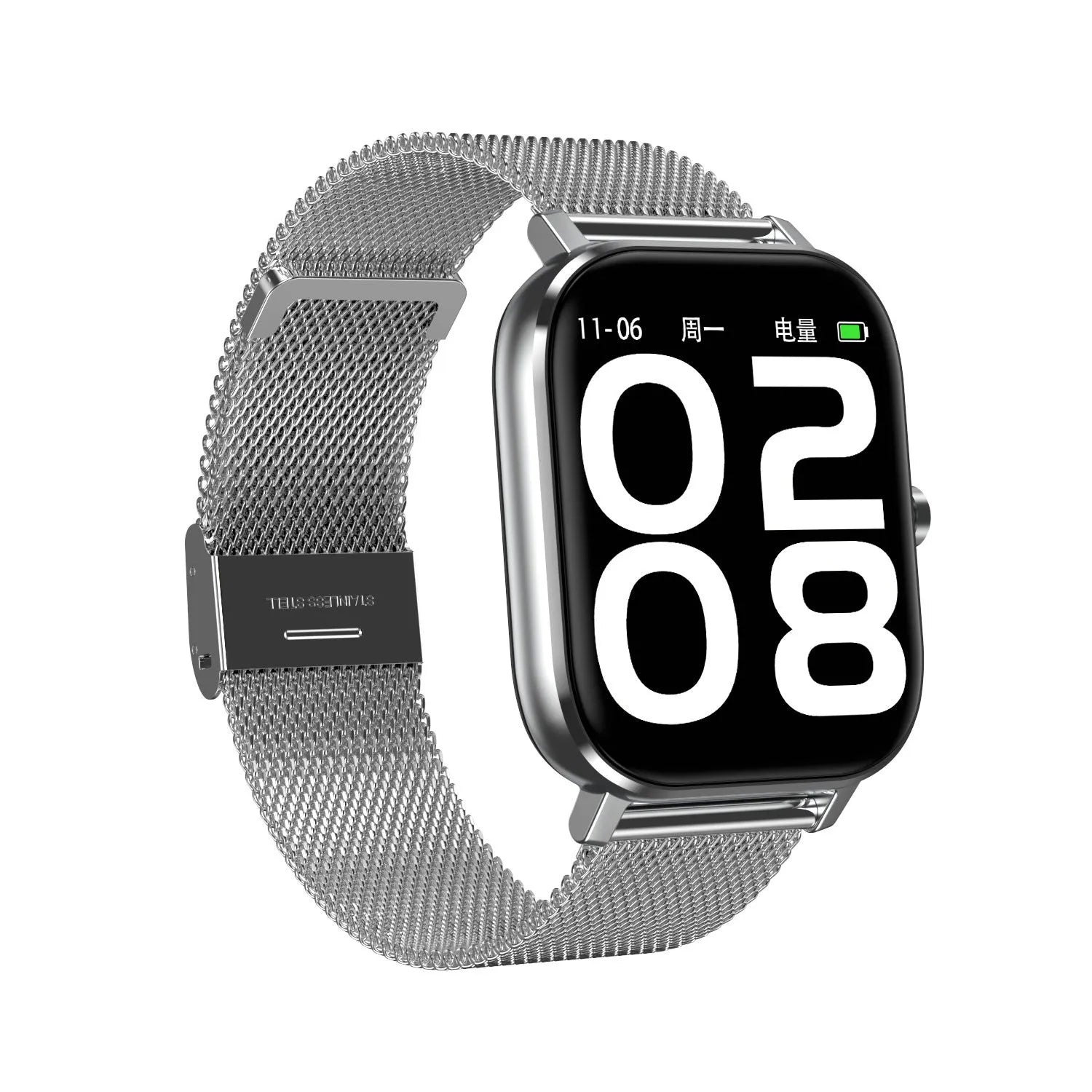 Smart bracelet with ECG and blood pressure monitoring on a wrist, showing its 1.54-inch screen.