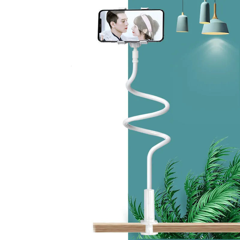Blue bedside mobile phone holder with memory alloy hose for adjustable device positioning