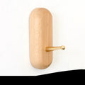 Beech wood adhesive wall hook with brass fitting in round, capsule, oval, diamond and square shapes