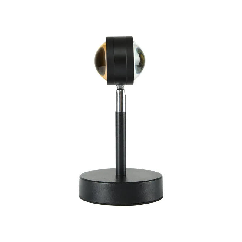 USB dual-head sunset rainbow projection lamp with touch switch and 6W LED in black finish