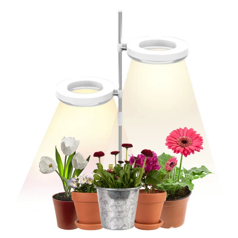 Compact full spectrum plant growth lamp with a polycarbonate shell on a desk.