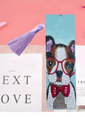 Leather diamond painting bookmark with embroidered mandala flower design