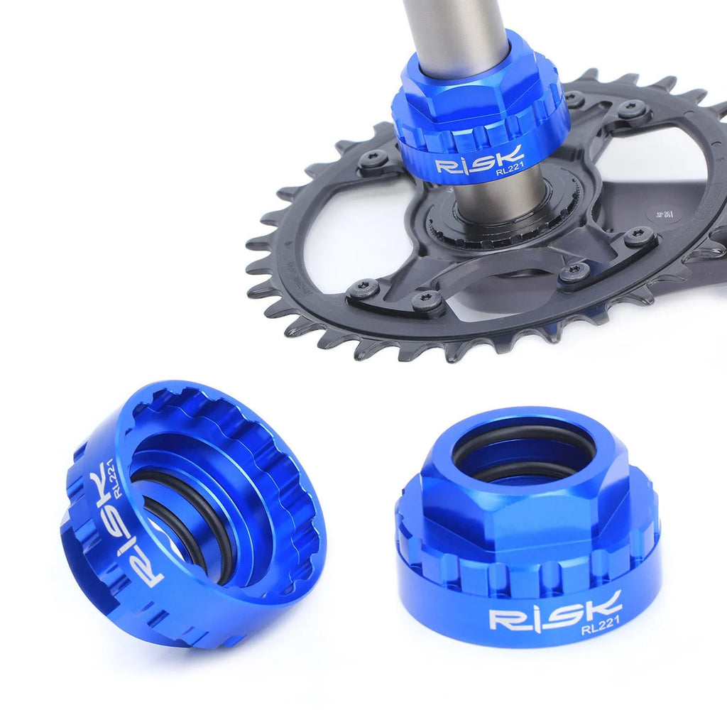 Blue aluminium alloy 12-speed bicycle cassette removal tool with direct mount splines.
