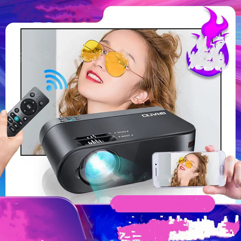 Portable Android wireless projector with 8K Blu-ray lens for mobile phone same-screen projection