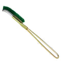 Green elbow-shaped nylon wire brush with metal handle for rust removal and cleaning
