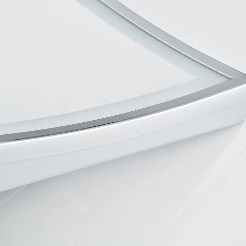 8.5 inch silver folding makeup mirror with a stainless steel frame shown in a choice of four finishes.