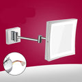 8.5 inch silver folding makeup mirror with a stainless steel frame shown in a choice of four finishes.