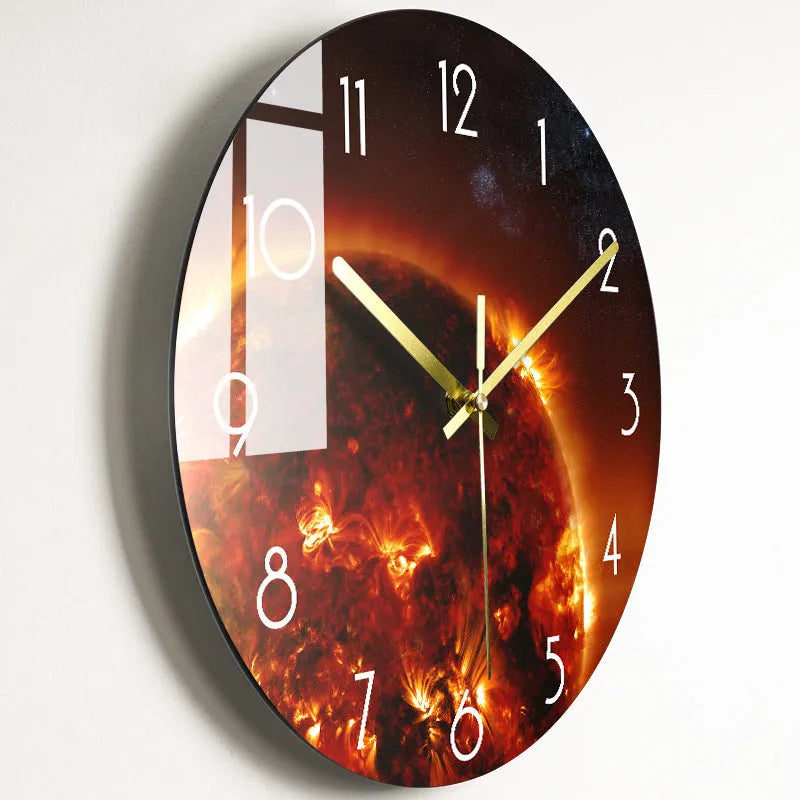 Circular organic glass quartz wall clock silent battery powered 30.5cm living room