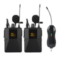 Little Bee X3 black wireless lavalier lapel microphone isolated on a white background.