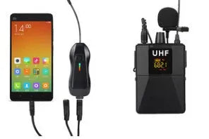Little Bee X3 black wireless lavalier lapel microphone isolated on a white background.