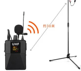 Little Bee X3 black wireless lavalier lapel microphone isolated on a white background.