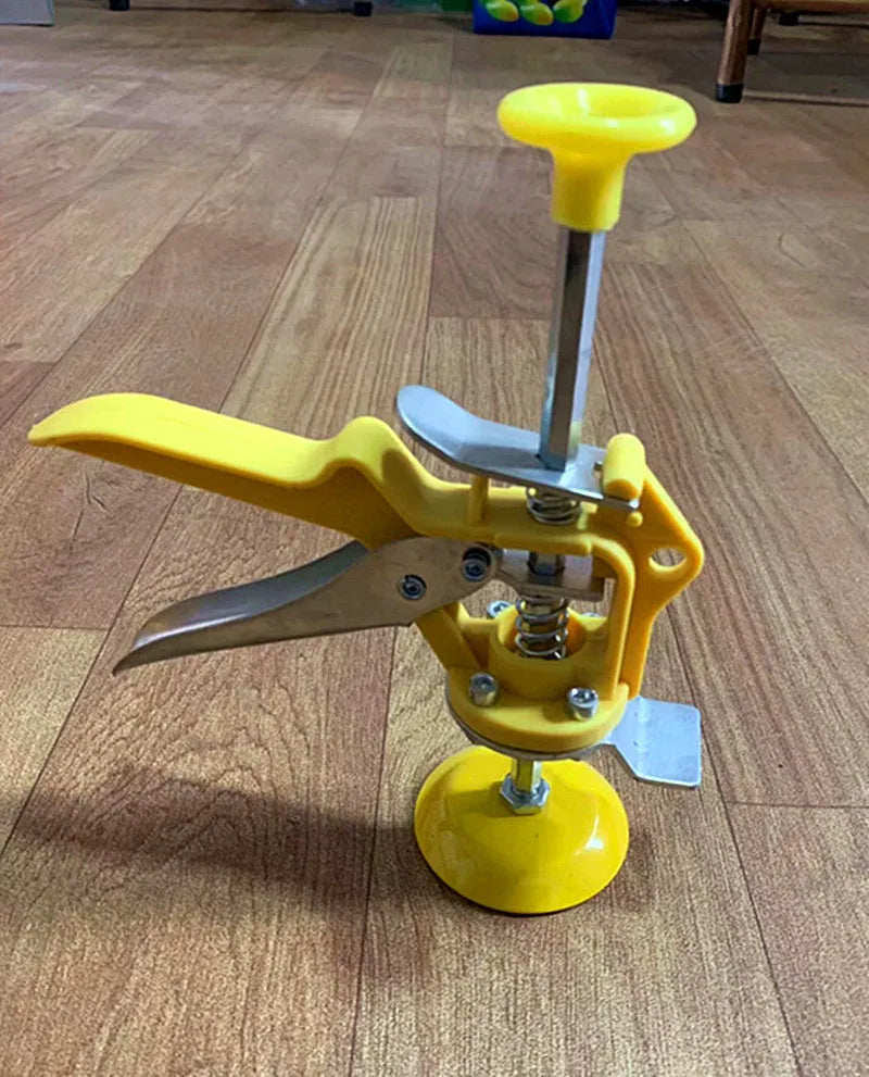 Metal alloy tile raising positioner with adjustable height mechanism for concrete processing