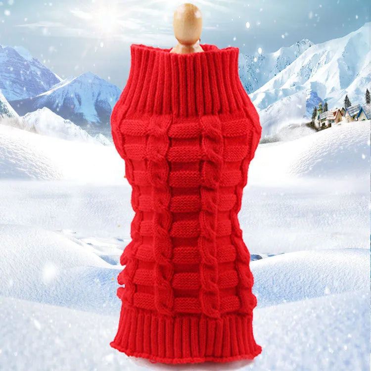 Cashmere twisted rope wool dog sweater showing texture detail and colour options