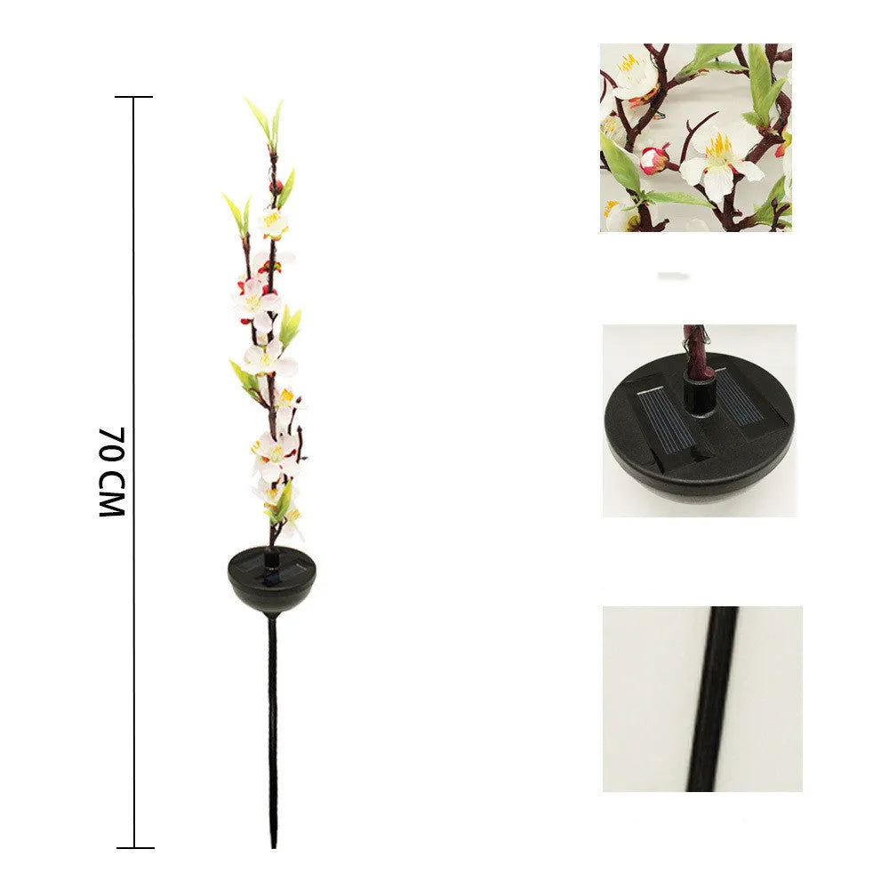Solar-powered cherry firework string lights for outdoor garden decoration with ground insertion