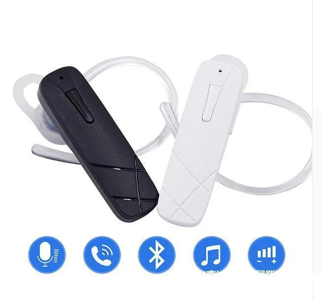 Black and white Bluetooth V4.1 wireless earplug headset with compact in-ear design