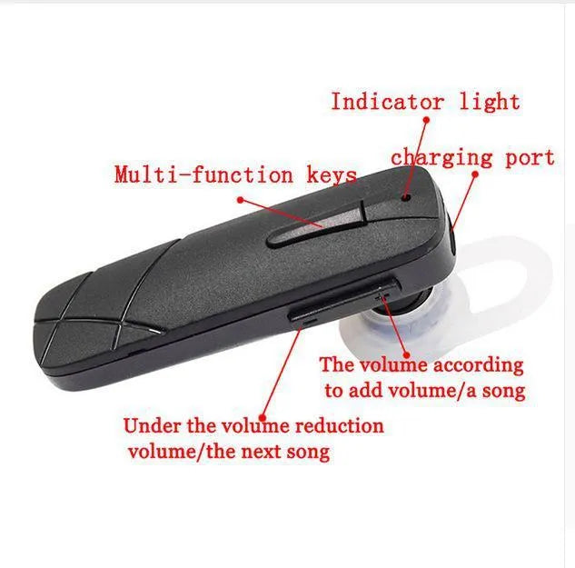 Black and white Bluetooth V4.1 wireless earplug headset with compact in-ear design