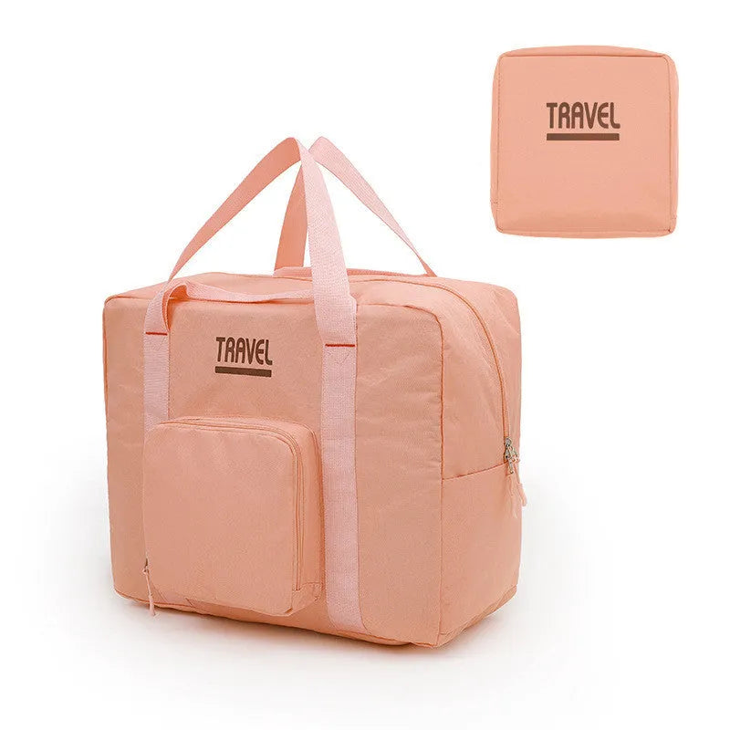 Cube-shaped travel storage bag in 300D Oxford cloth available in black, gray, khaki, and pink colours