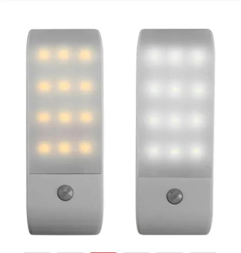 Human body infrared sensor night light with 12 LEDs for automatic corridor and cabinet illumination