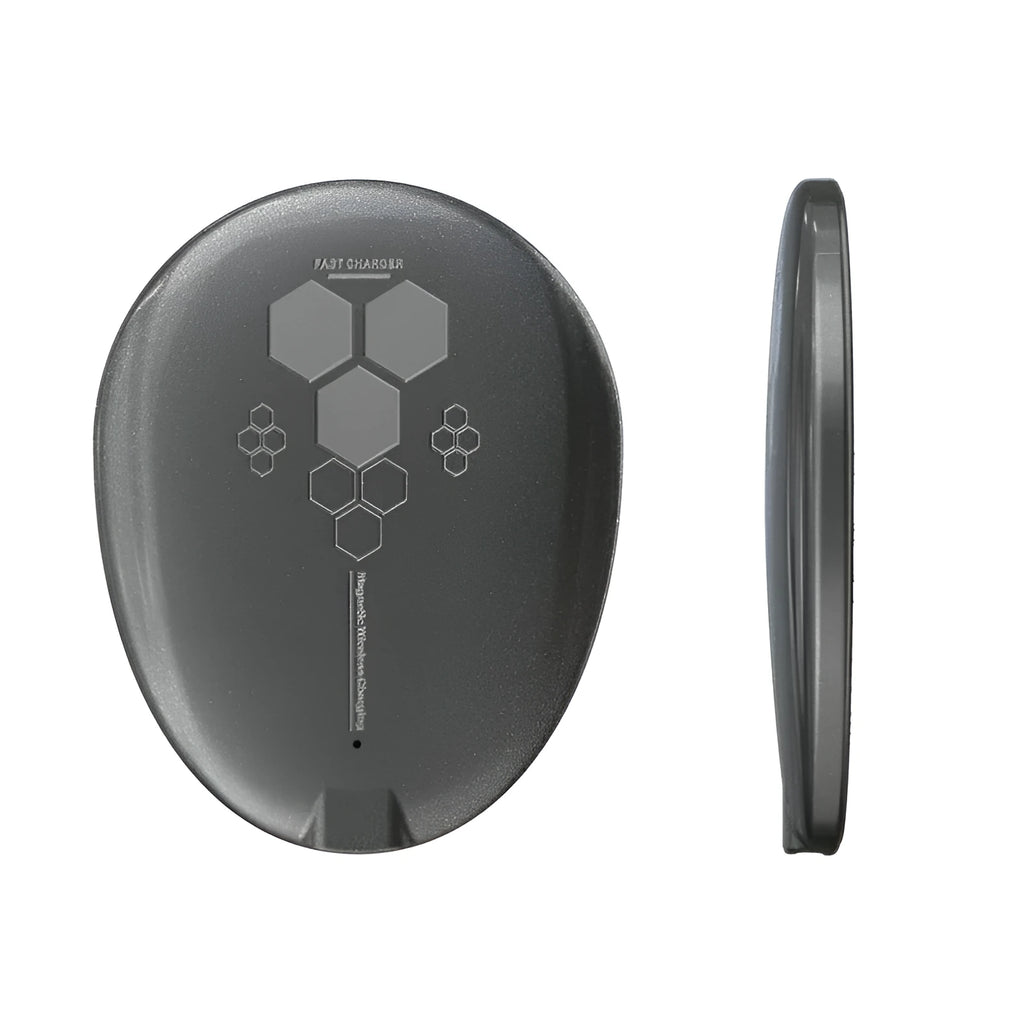 Black magnetic wireless charger C01 with Type-C port on a surface