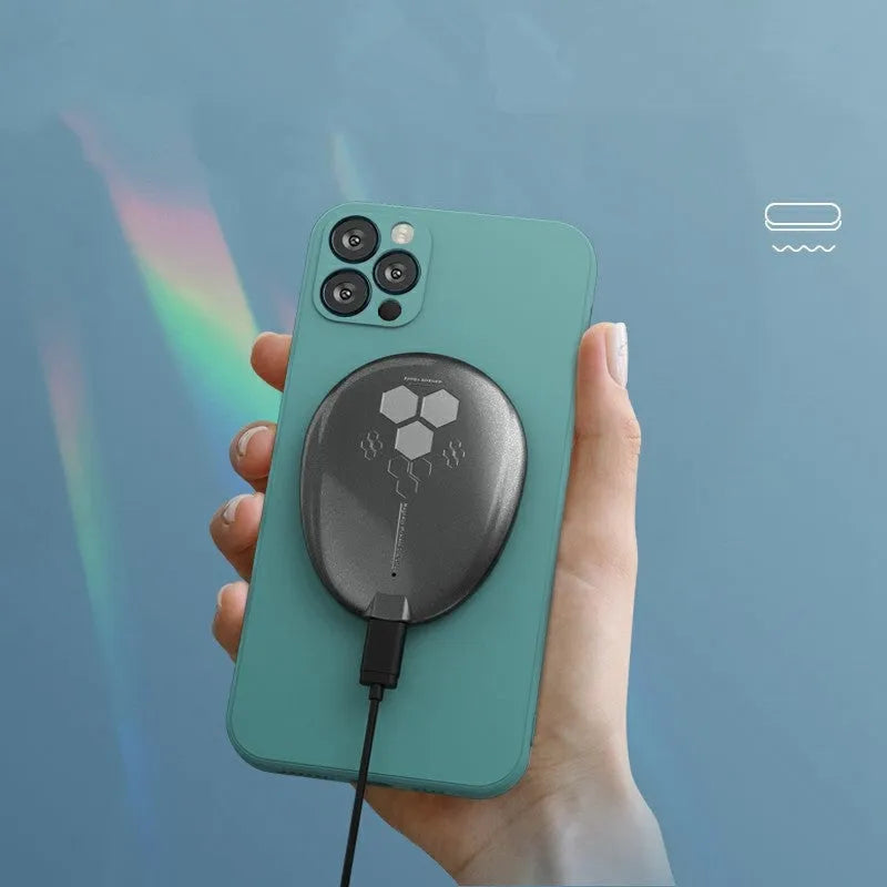 Black magnetic wireless charger C01 with Type-C port on a surface