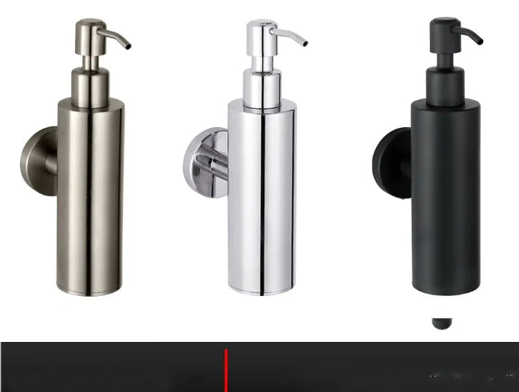 Wall-mounted 304 stainless steel pendant soap dispenser with brushed finish, 50x88x205mm