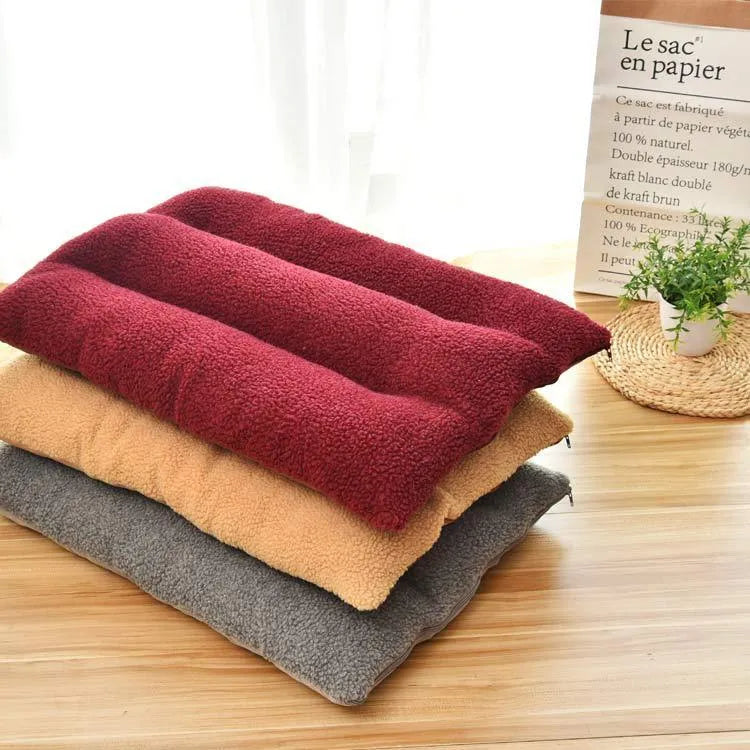 Large dog pet bed in beige with removable washable pad, thick PP cotton filling, 120cm size