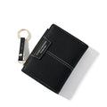 Women's PU leather short zipper two-fold wallet with card slots and coin purse in Korean style, black colour