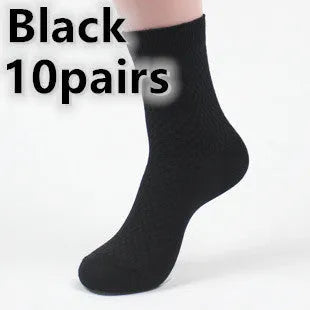 Men's bamboo fibre business socks with small square pattern in black, navy, grey and silver colour options