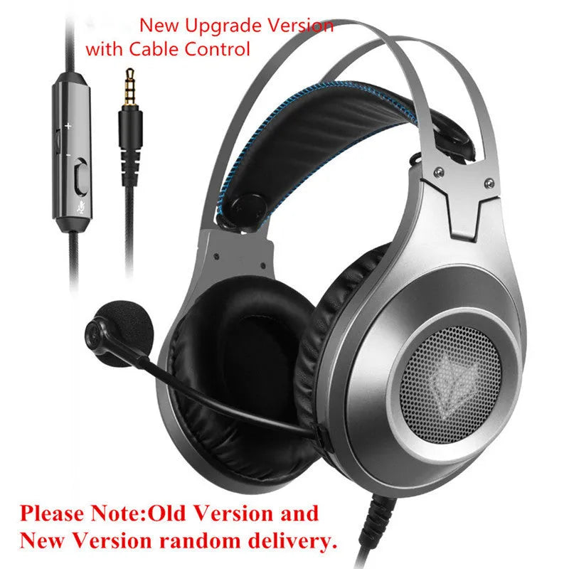 Black wired USB over-ear computer headset with a built-in microphone on the cable.