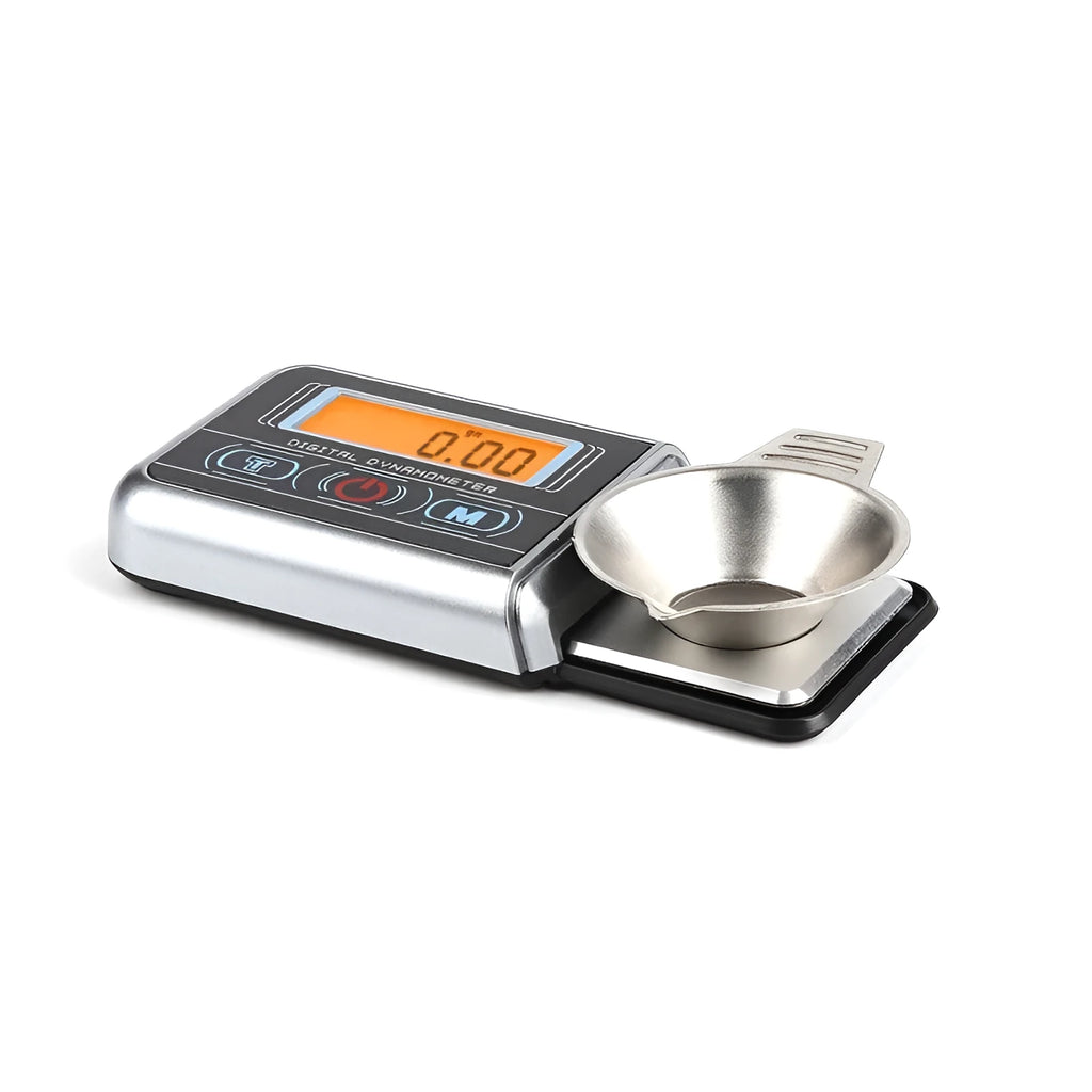 Electronic digital precision scale with display showing weight, used for weighing jewellery and herbs.